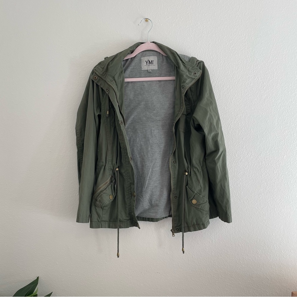 Lined army green utility jacket